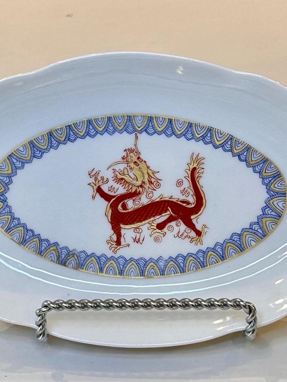 Vintage Vista Alegre for Mottahedeh "Red Dragon" Chinoiserie Trinket Dish